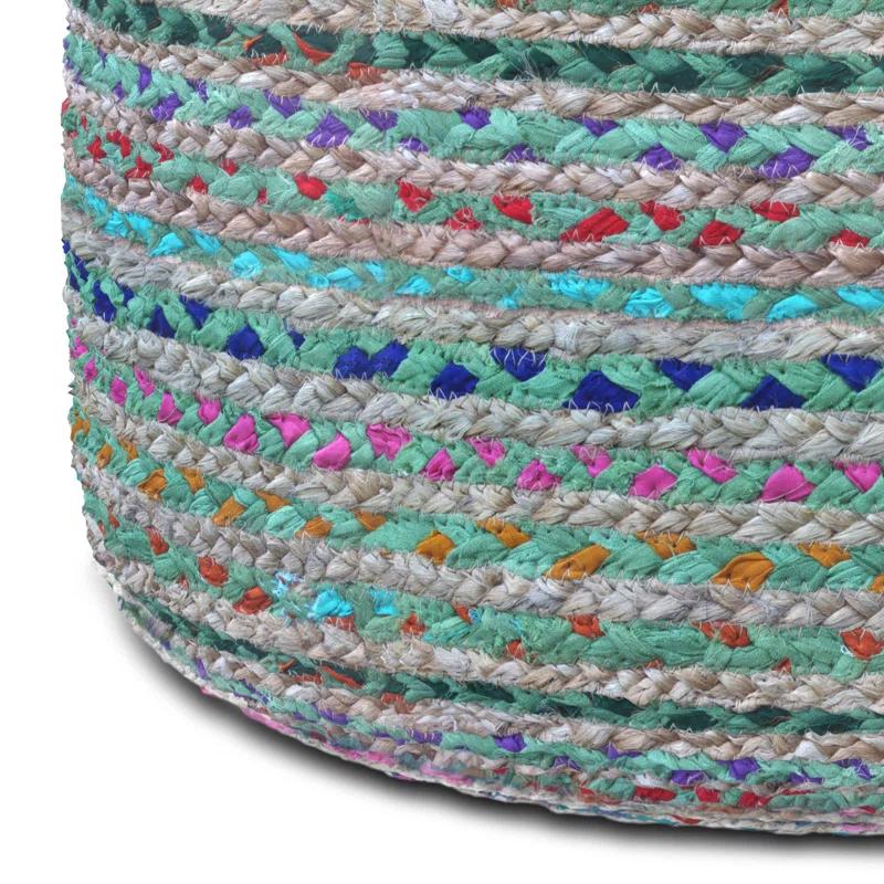 Simpli Home Margo 20"W Cotton and Jute Boho-style Pouf