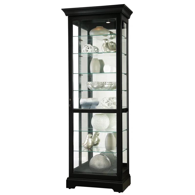 Greyleigh™ Flagg Lighted Gallery Style 5 Shelf Curio Cabinet in Onyx Black