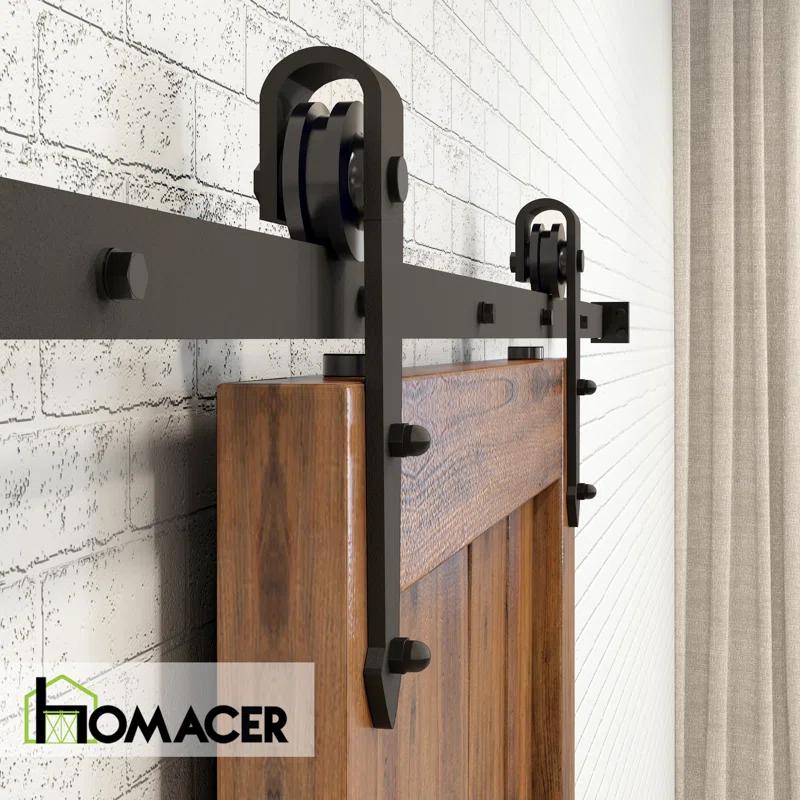 Homacer Black Rustic Arrow Design Non-Bypass Single Track One Door Hardware Kit( Door Not Included)