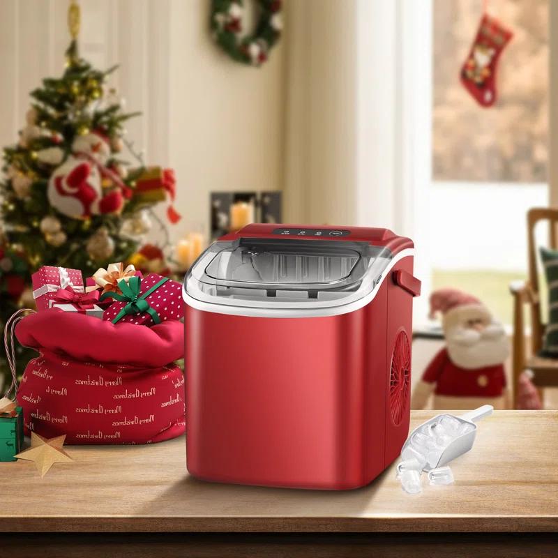 Antarctic Star Countertop Ice Maker Ice Machine With Handle,Self-Cleaning Ice Makers, 26Lbs/24H, 9 Ice Cubes Ready In 6 Mins For Home/Kitchen/Bar/Party/Camping