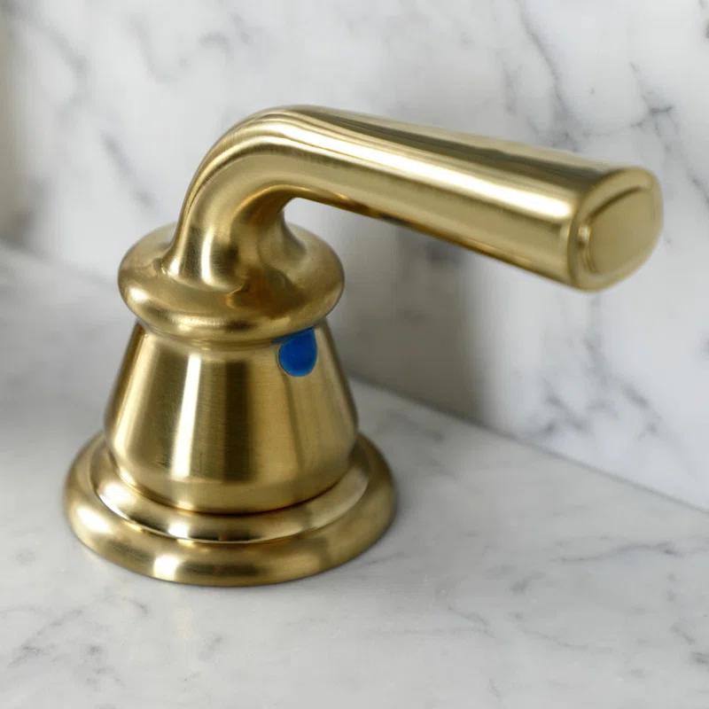 Kingston Brass Restoration Two-Handle 3-Hole Deck Mount Widespread Bathroom Faucet with Retail Pop-Up Drain