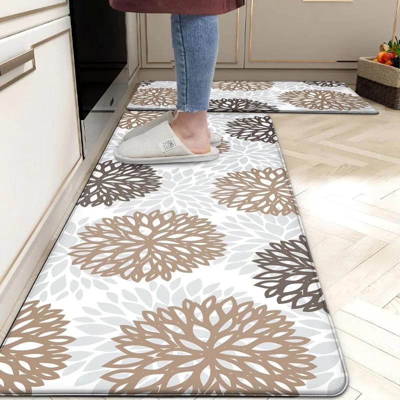 Red Barrel Studio® Kitchen Mats Set Of 2 Cushioned Anti Fatigue Kitchen Rugs Non Slip Waterproof Kitchen Runner Memory Foam Kitchen Floor Mat Comfort Standing Mat For Sink,Office,Laundry