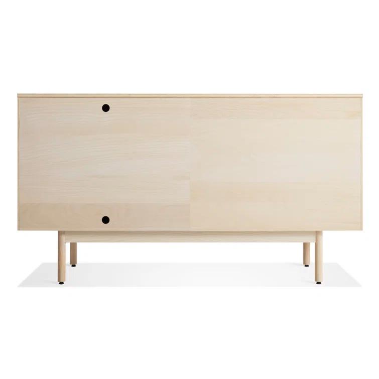 Modern Ash Wood & Leather 4-Drawer 2-Door Credenza