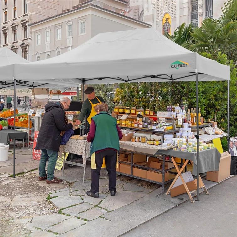 Cobizi 10x15 Heavy Duty Pop up Canopy Tent with 4 sidewalls Commercial Outdoor Canopy Wedding Party Tents for Wedding All Season Wind & Waterproof Gazebo with Carry Bag, Black(Frame Thickened)