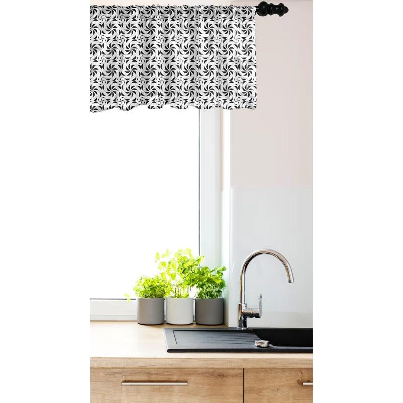Ambesonne Ambesonne Black and White Valance Pack of 2 Contemporary Swirly Charcoal Grey