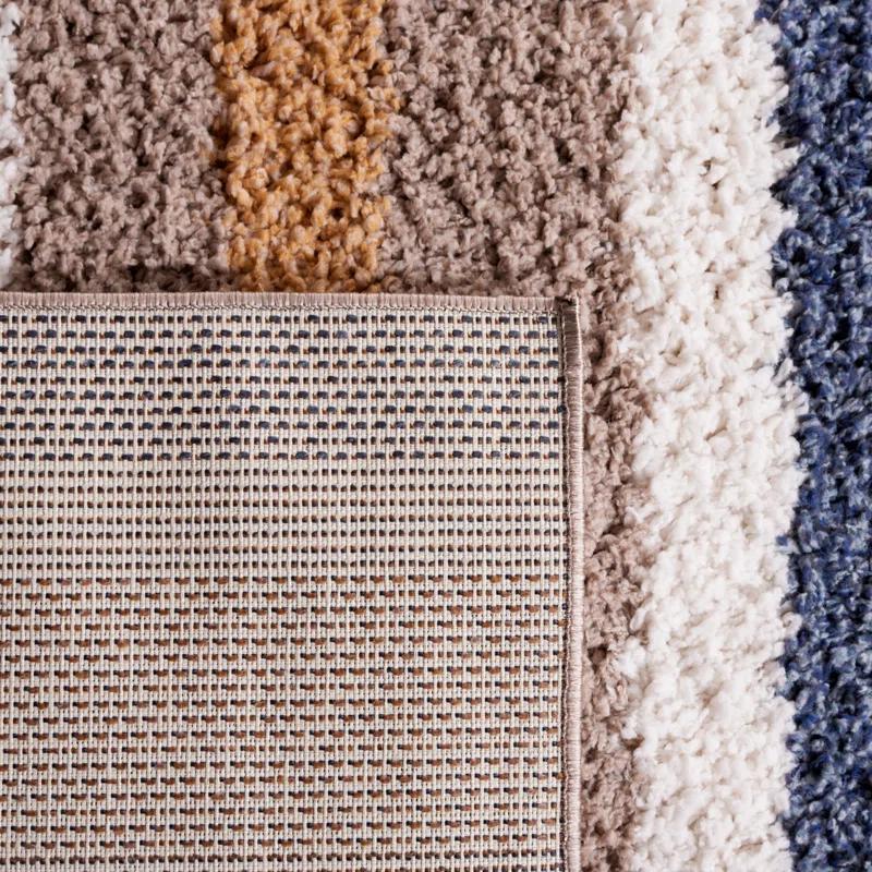 Highland Dunes Calico Shag Performance Striped Rug