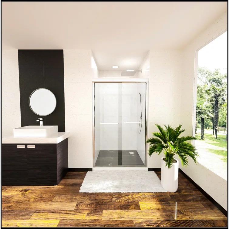 Shower Door 48" W X 76"H Semi-Frameless Bypass Sliding Shower Enclosure