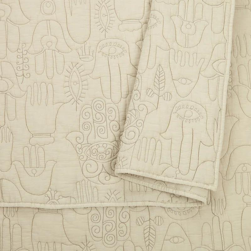 Jungalow Hamsa 3-Piece Embroidered Quilt Set