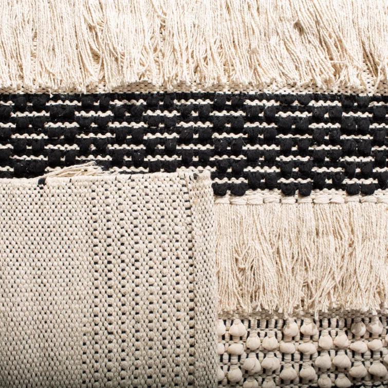 Gracie Oaks Jessen Natura Hand Woven Cotton Striped Rug