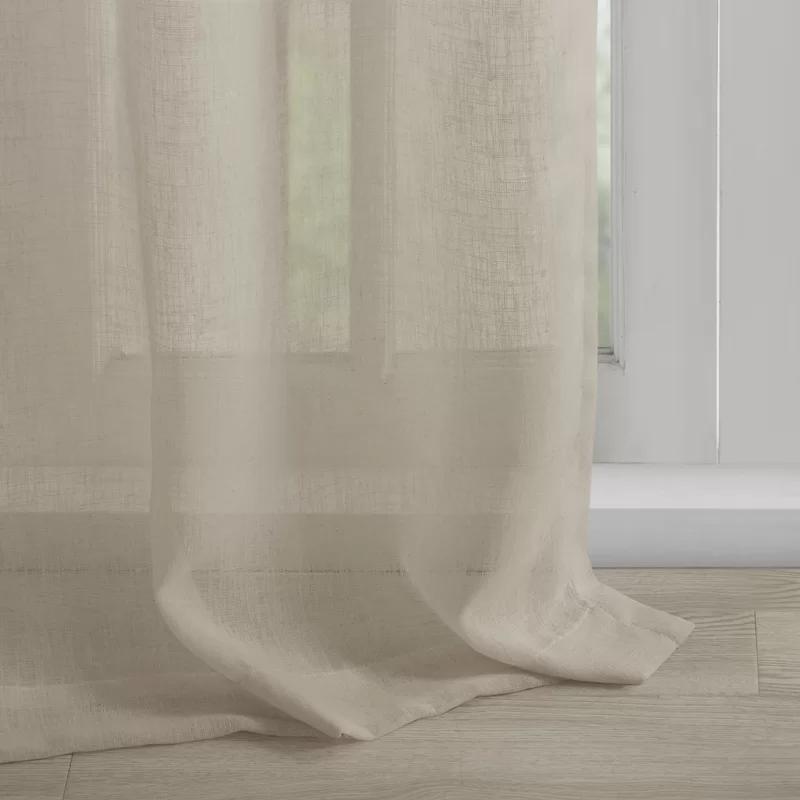 Madison Park Rosette Floral Embellished Cuff Tab Top Solid Single Curtain Panel