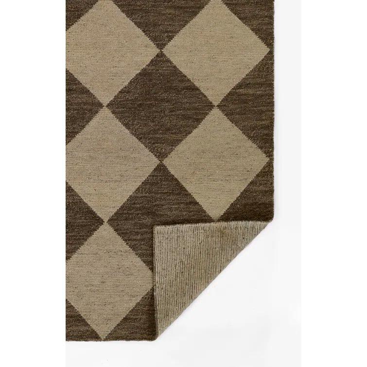Winnie Geometric Hand-Knotted Wool Area Rug in Brown/Tan