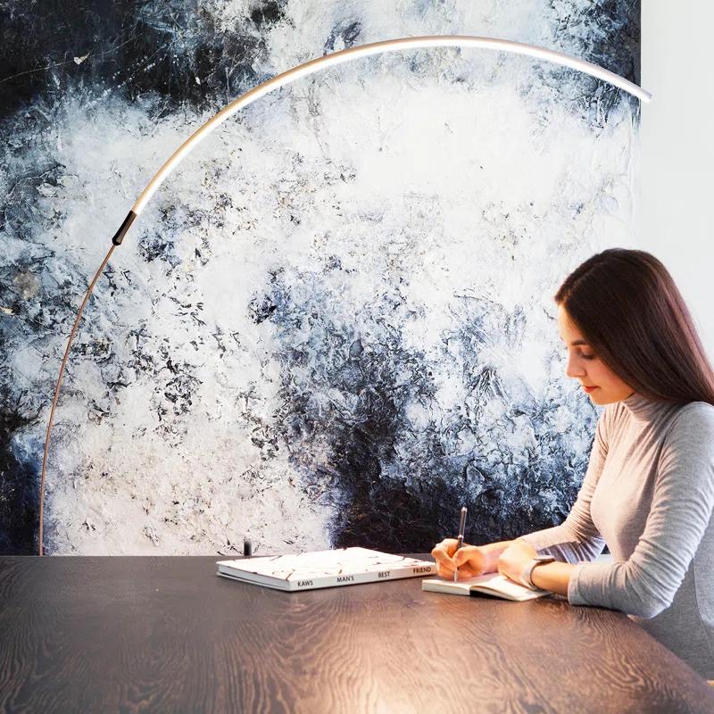 Brightech Sparq Arc 67 in. Industrial LED Floor Lamp with Built-In 3-Way Dimmer