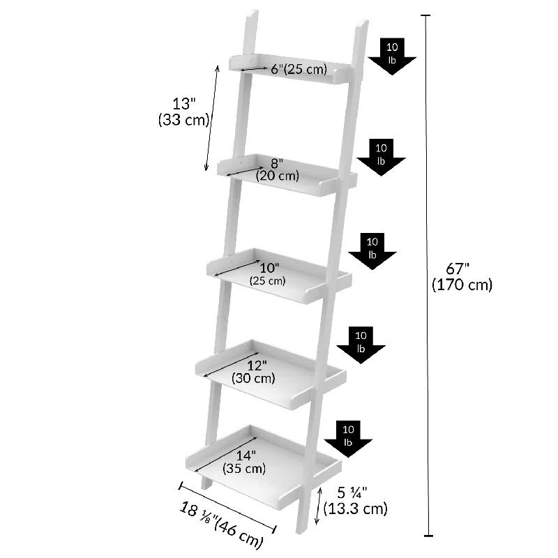 Ballucci Lado 5-Tier 67" H x 18" W Wood Leaning Ladder Bookcase