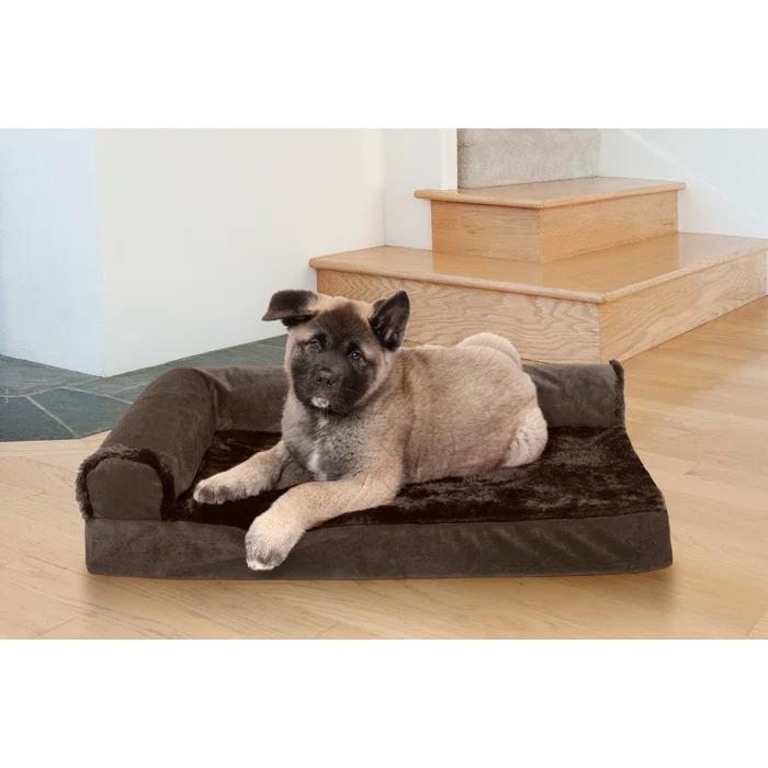 FurHaven Plush & Velvet Deluxe L-Chaise Orthopedic Pet Bed
