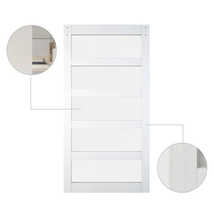 JUBEST Tempered Frosted Glass Barn Door with Installation Hardware Kit and Handle, Wood Sliding Barn Door