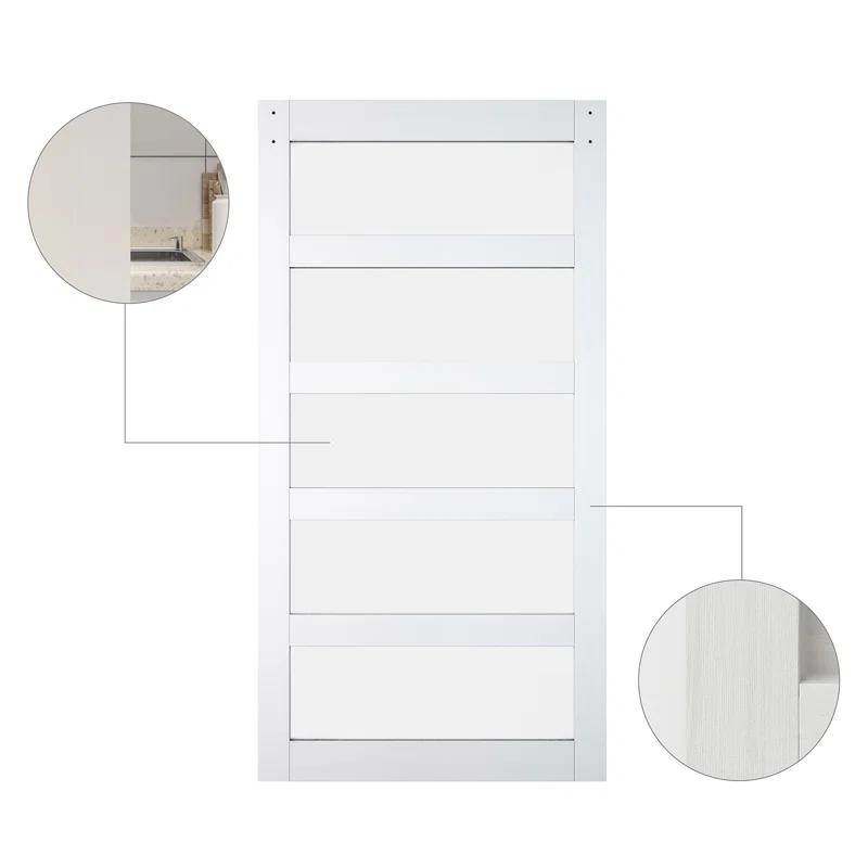JUBEST Tempered Frosted Glass Barn Door with Installation Hardware Kit and Handle, Wood Sliding Barn Door