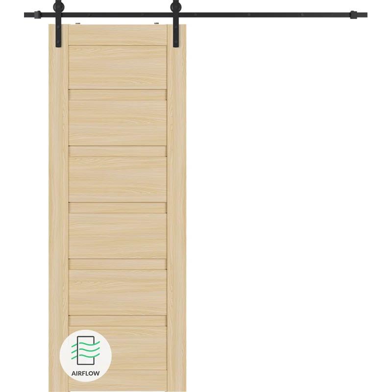 Belldinni Louver Solid + Manufactured Wood Paneled with Installation Hardware Kit Barn Door