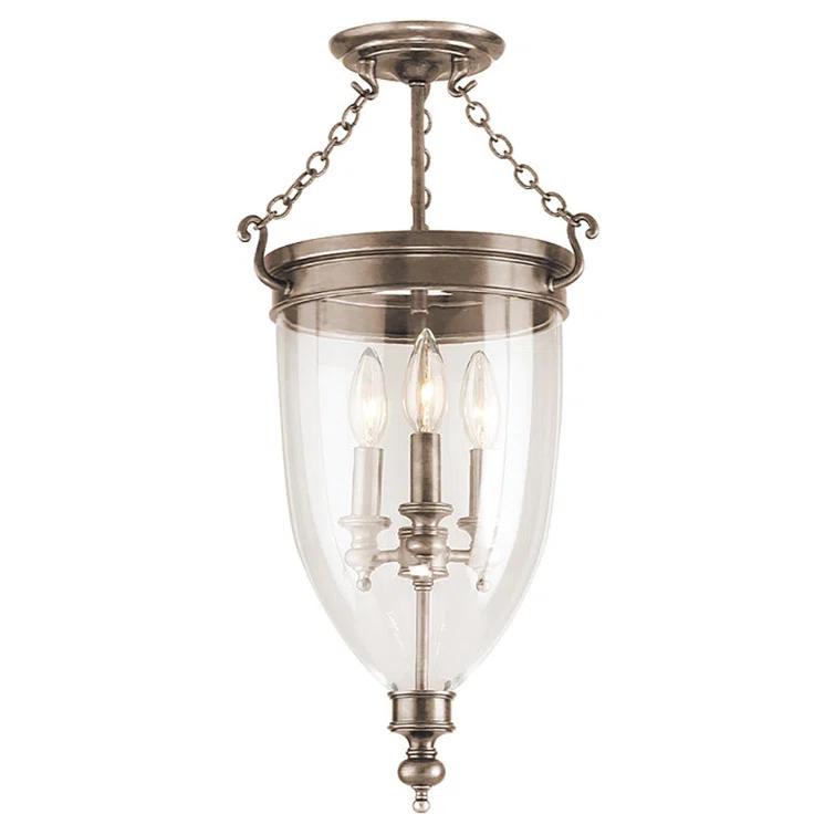 Regency Elegance 11" 3-Light Polished Nickel & Glass Jar Semi-Flush Mount