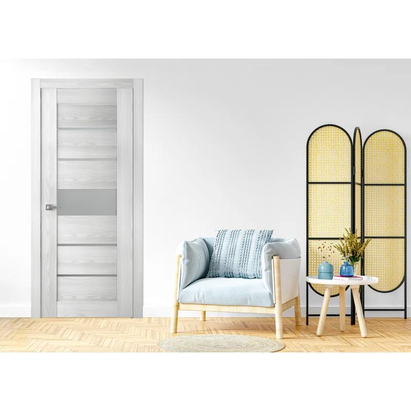 Belldinni Avon 07-06 DIY-Friendly Manufactured Wood Frosted Glass Paneled Interior Single Swing Door