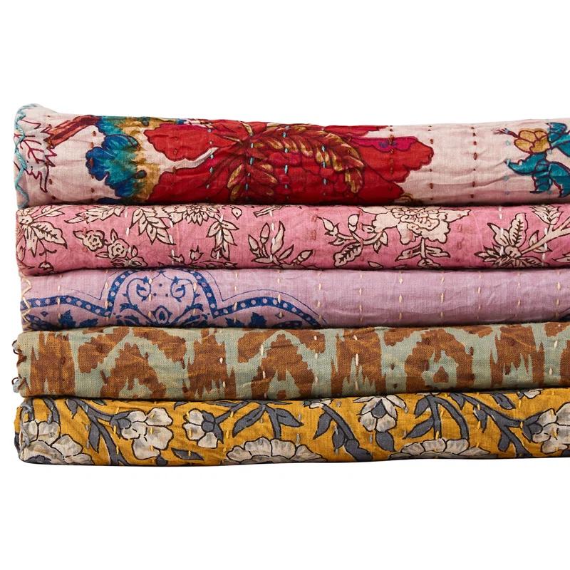 Taj Hotel Kantha Handmade Throw Blanket