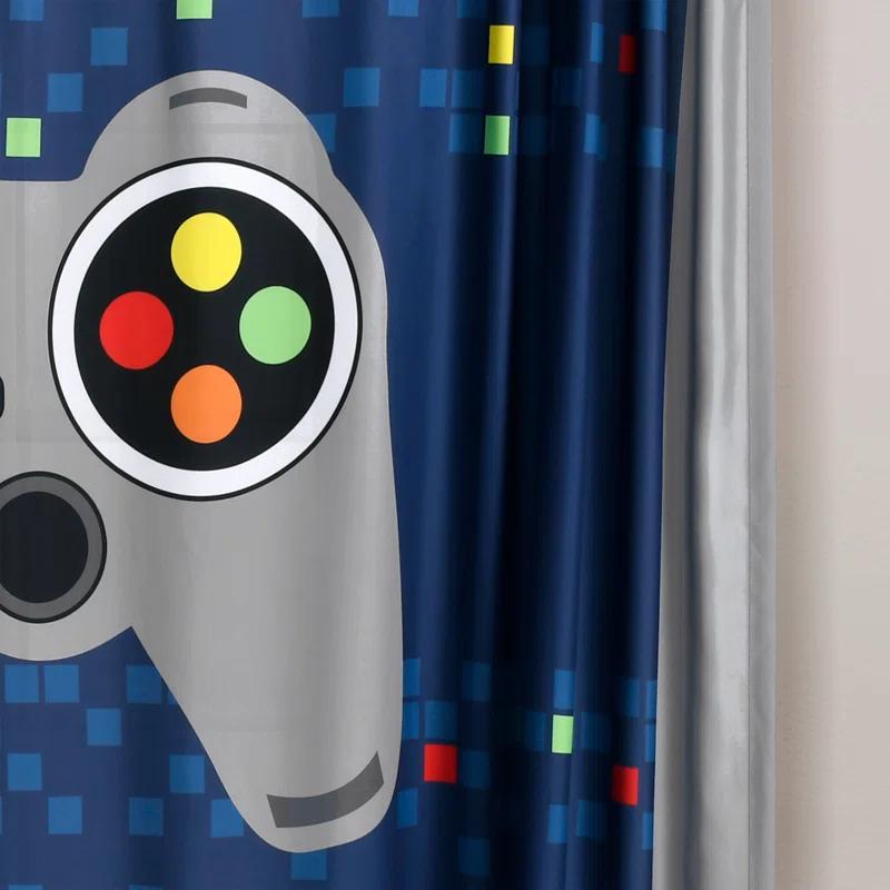 Lush Decor Video Games Window Curtain Panels Navy/Multi 52X84 Set (Set of 2)