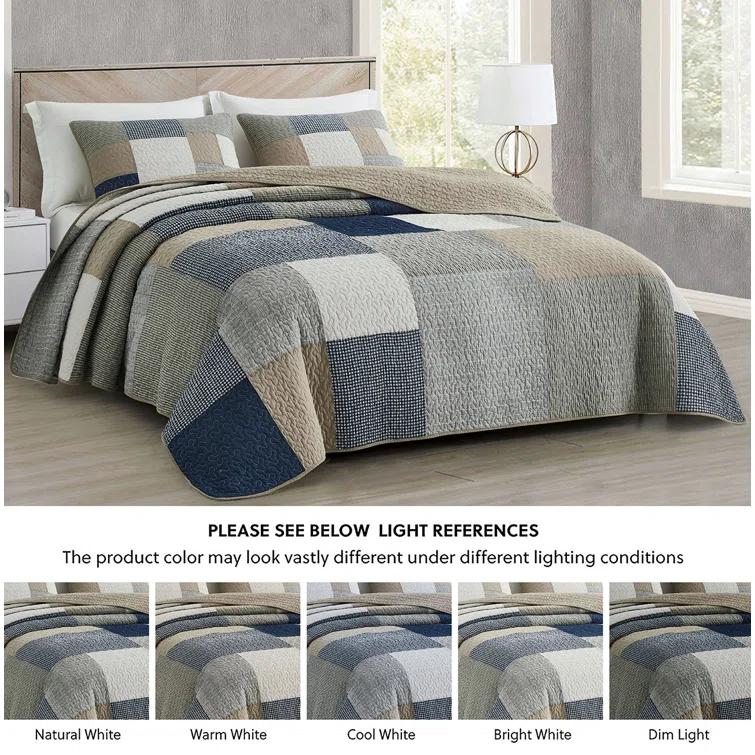 Chezmoi Collection Addy Cotton Patchwork Quilt Set