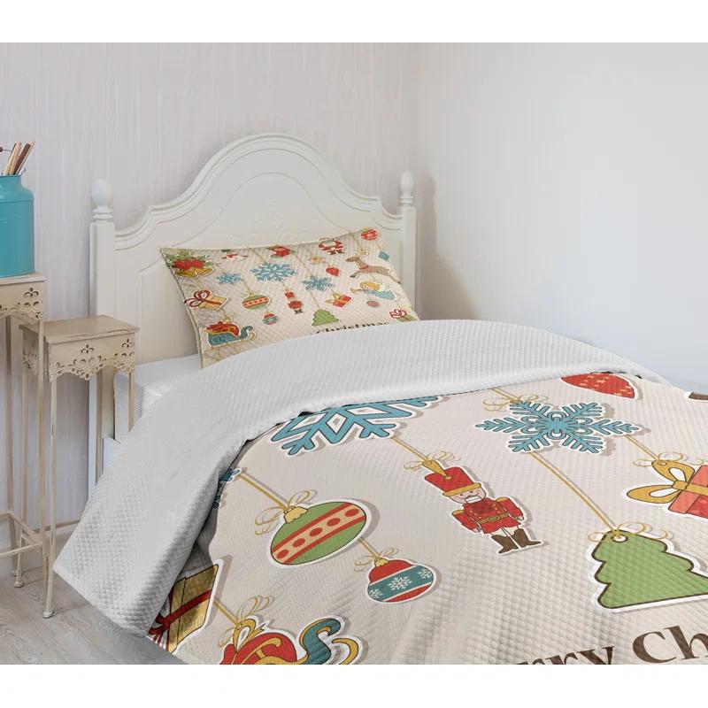 Ambesonne Christmas Bedspread Set Xmas Holiday Multicolor | Wayfair