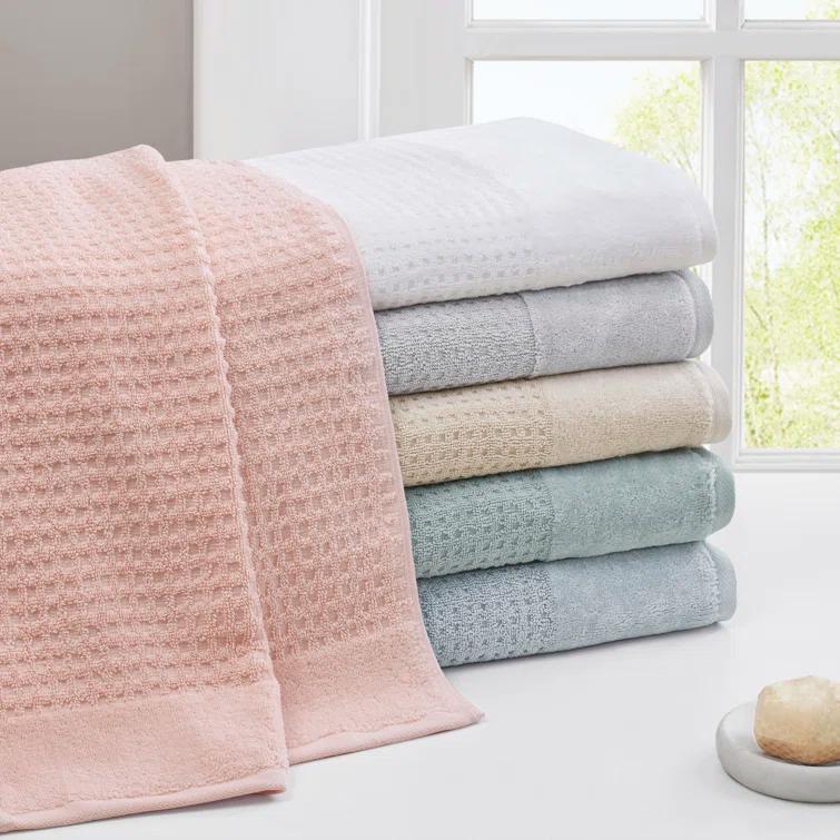 Madison Park Spa Waffle Cotton Jacquard Antimicrobial Bath Towel 6 Piece Set