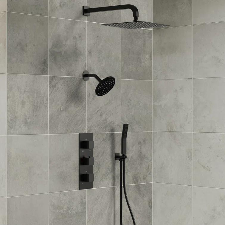 EVERSTEIN Thermostatic Dual Shower System 12" Rainfall Shower Head with Rough-in Valve & Reviews | Wayfair