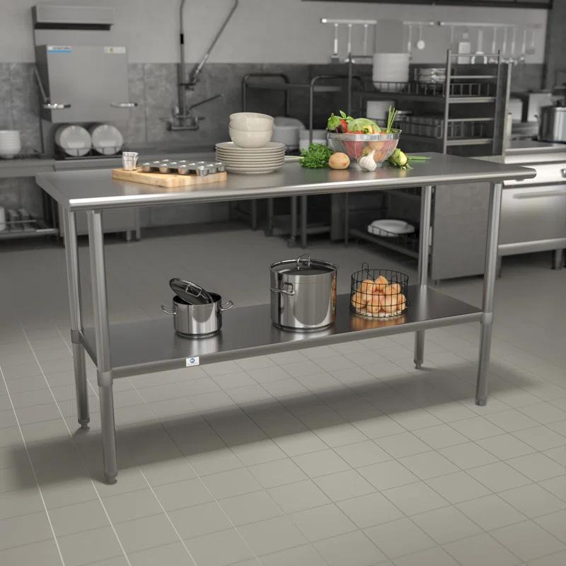 Flash Furniture Woodford NSF Certified Stainless Steel Prep and Work Table with Undershelf