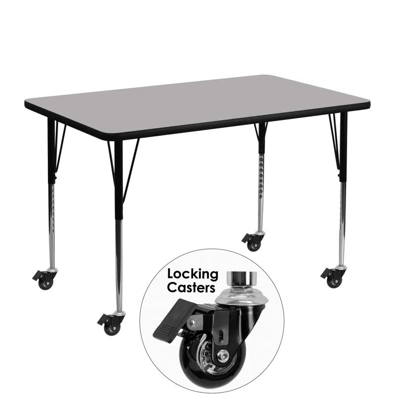 Flash Furniture Goddard Mobile 24''W x 48''L Rectangular HP Laminate Activity Table - Adjustable Legs
