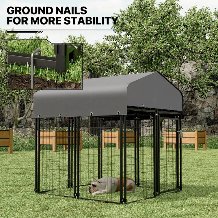 MoNiBloom 4ft x 4.25ft x 4.5ft Outdoor Dog Kennel with UV Protection Waterproof Cover, Dog Playpen Enclosure