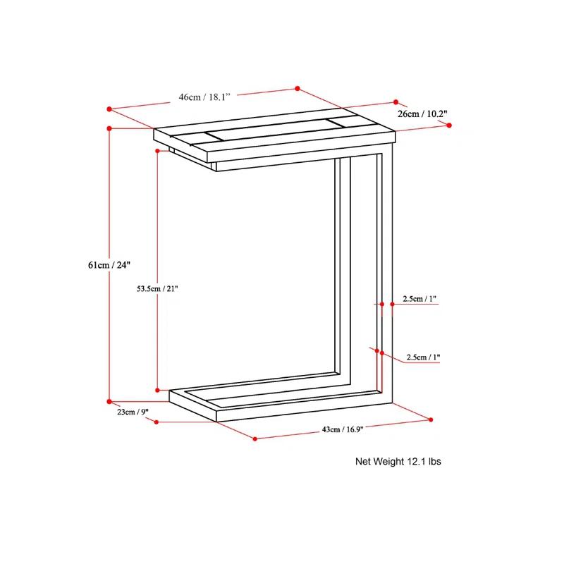 Simpli Home Skyler Solid Mango Wood C Side Table