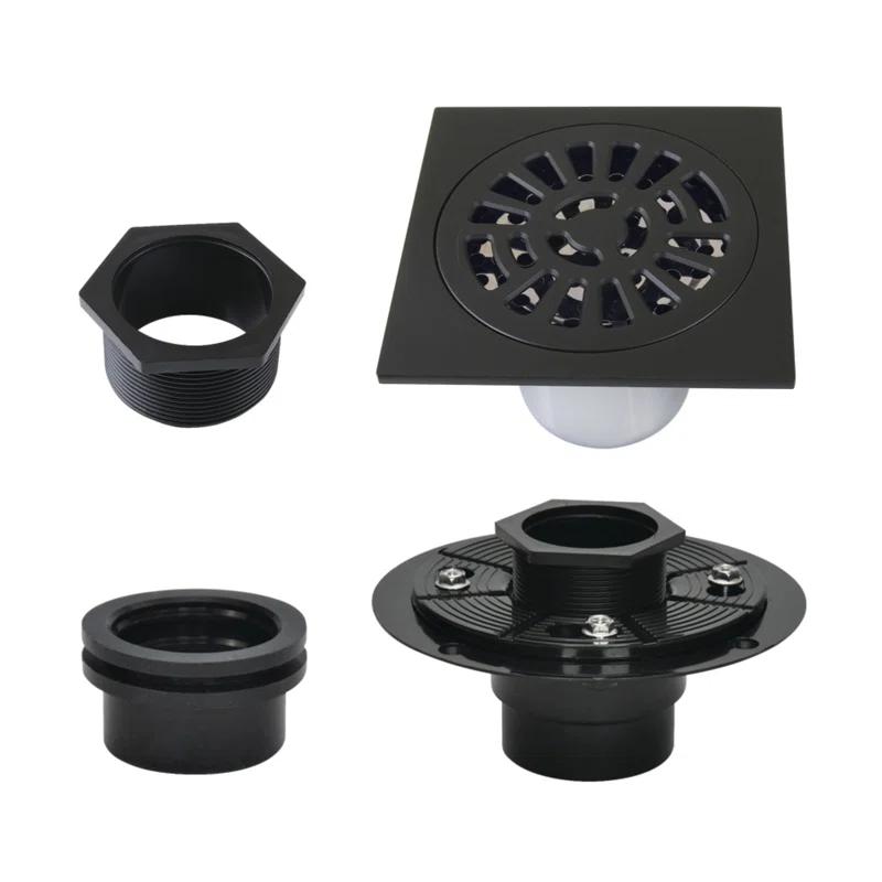 Kingston Brass Watercourse 4-Inch Square Brass Shower Drain