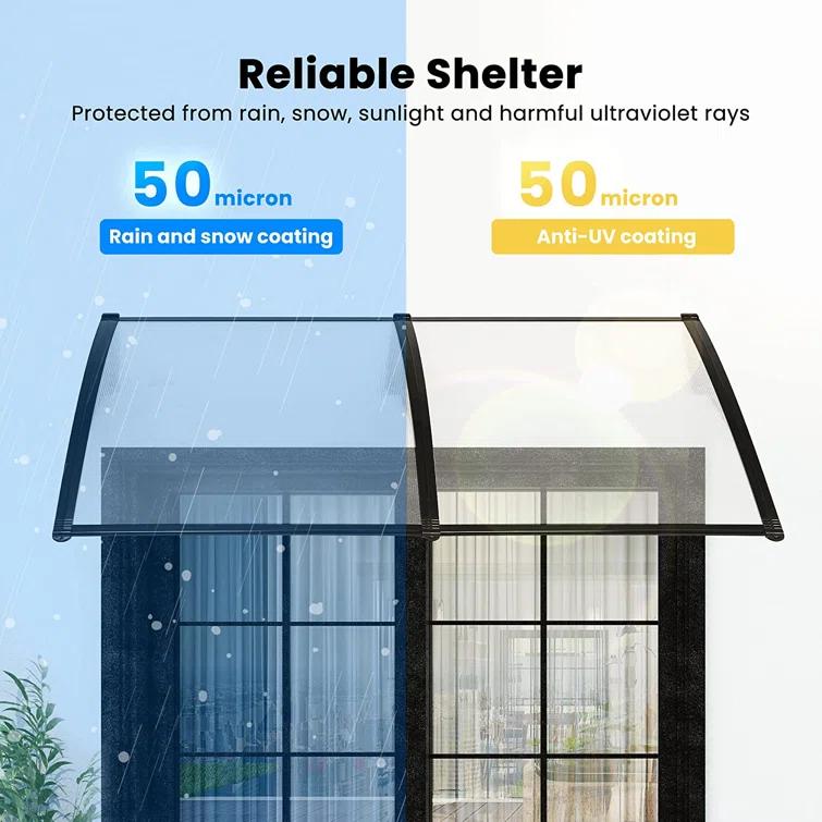 VIVOHOME VIVOHOME Plastic Clear/Black Cover Retractable Door/Window Awning