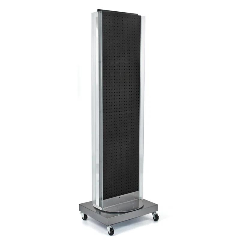 Two-Sided Pegboard Floor Display on Revolving Wheeled Base. Spinner Rack Stand. Panel Size: 16"W x 60"H