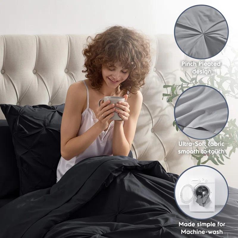 Bed-in-A-Bag Pleated Comforter Set with Bed Sheets