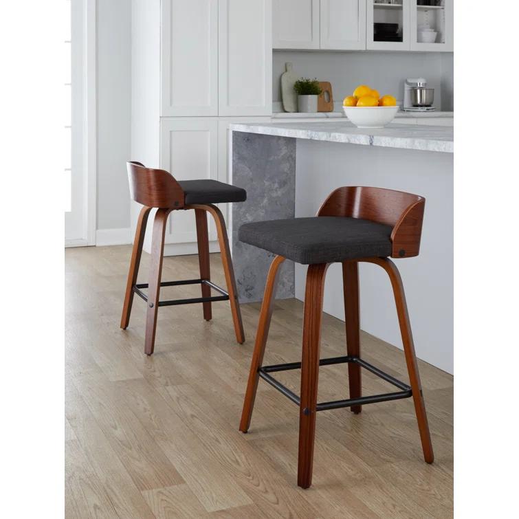 LumiSource Swivel Upholstered Counter Stool (Set of 2)