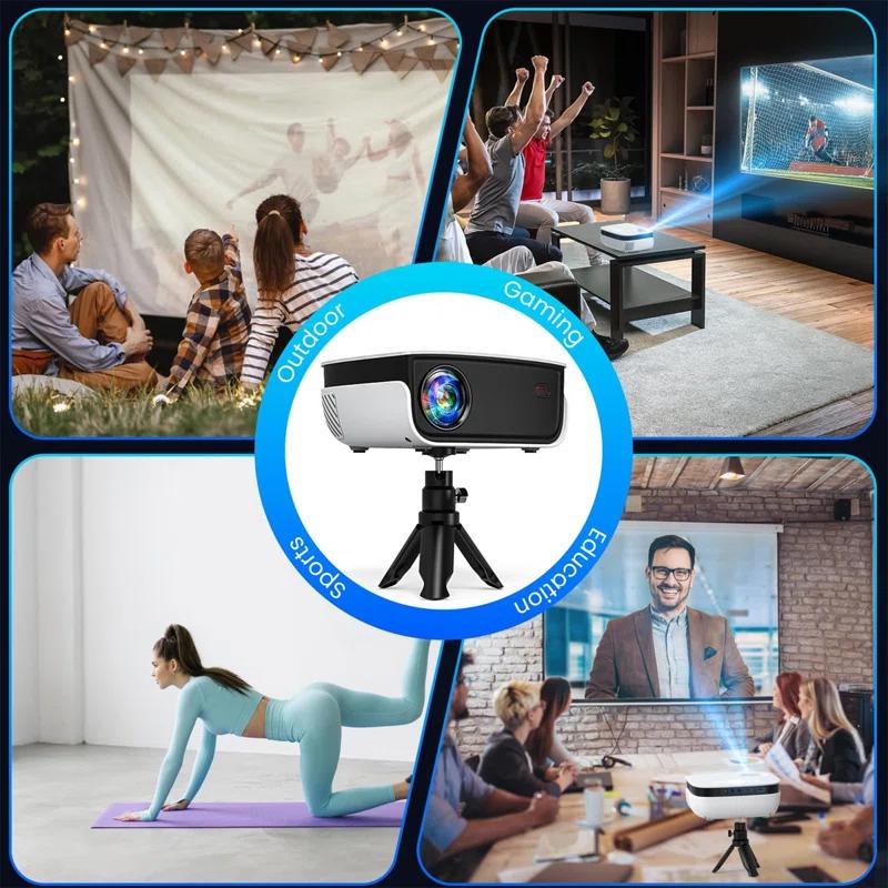 BEACHWATER POOL & SPA, LLC Outdoor Projector, Mini Projector For Home Theater, 1080P And 240" Supported Movie Projector 7500 L Portable Home Video Projector Compatible With Smartphone/TV Stick/PS4/PC/Laptop