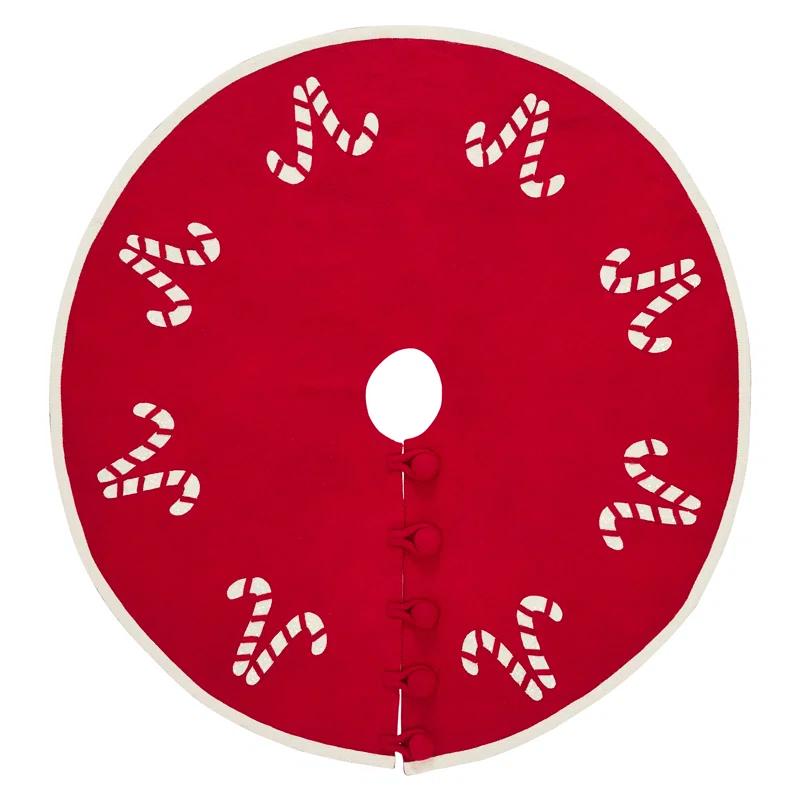 Handmade Christmas Tree Skirt in Felt - Candy Canes - 60"