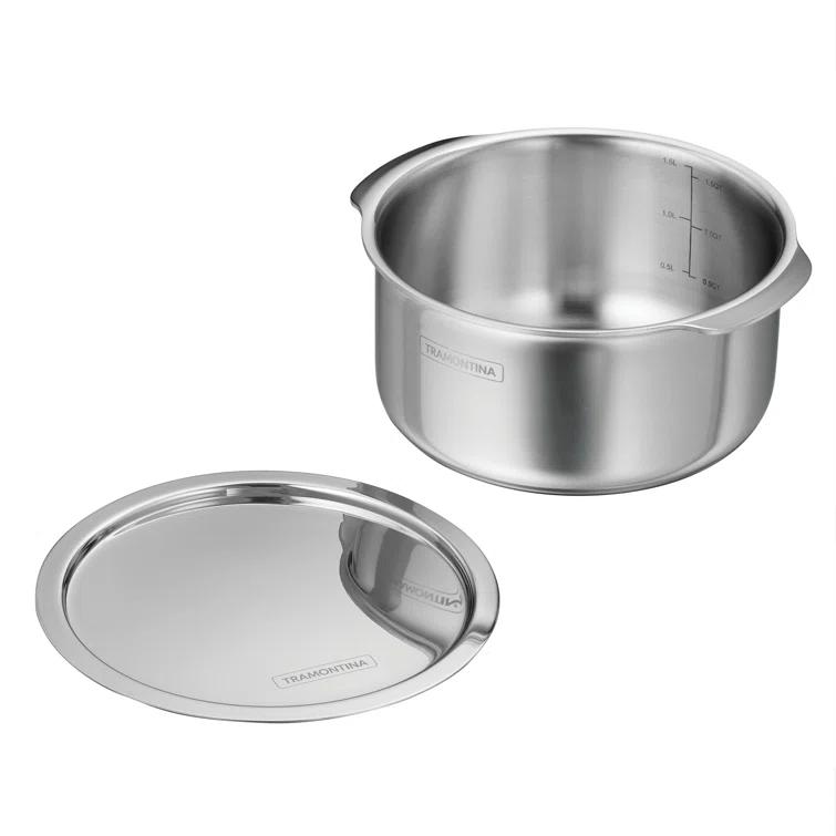 Tramontina Tramontina Utsava Tri-Ply Clad Stainless Steel Tope with Lid, Patila Pot for Indian Cooking