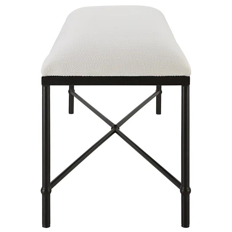 Uttermost Avenham Contemporary Iron and Fabric Small Bench in White/Black