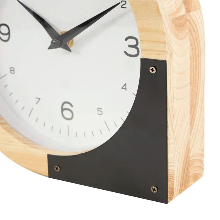Cole And Grey Wood Round Abstract Clock