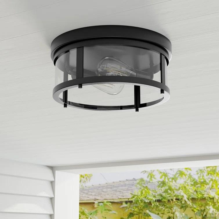 Progress Lighting Gunther Matte Black 2 - Bulb Outdoor Flush Mount Light