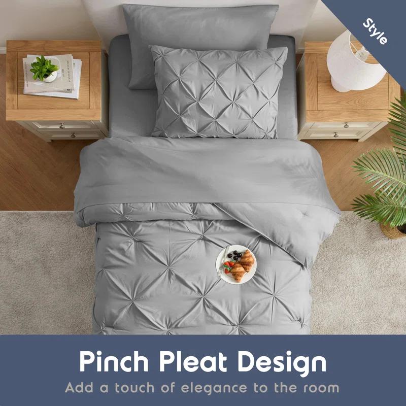 Bed-in-A-Bag Pleated Comforter Set with Bed Sheets