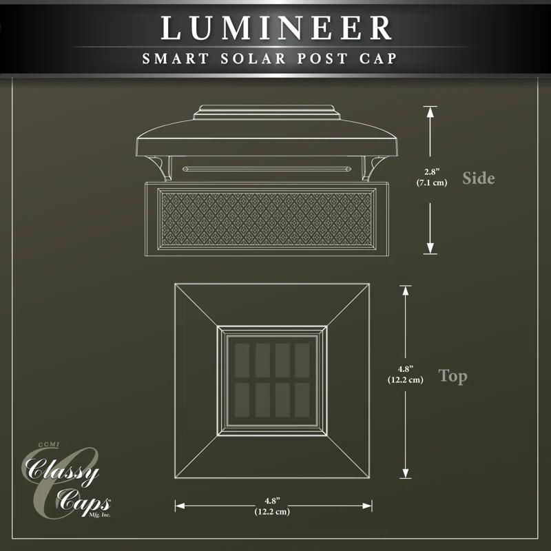 Classy Caps Black Low Voltage Integrated LED Metal Fence Post Cap Light 3.5 In. X 3.5 In. with Base Adapter Included