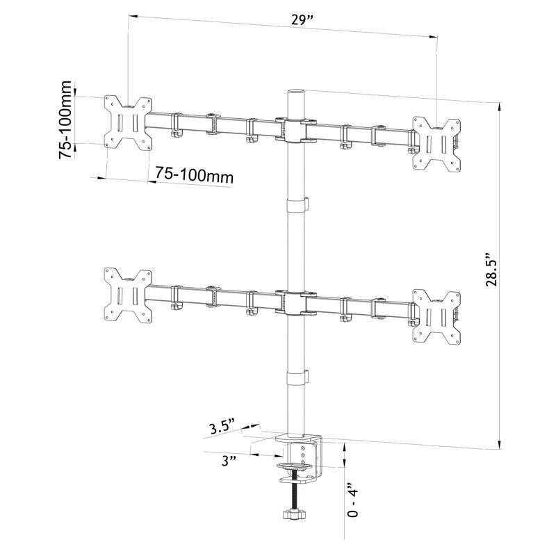Vivo Quad Monitor Desk Mount
