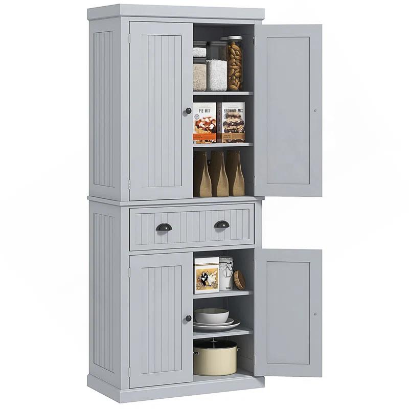 Lark Manor™ 72" Kitchen Pantry Cabinet, Freestanding Tall Storage Cabinet, Traditional Kitchen Cabinet With 4 Doors, Drawer And 3 Adjustable Shelves For Dining Room