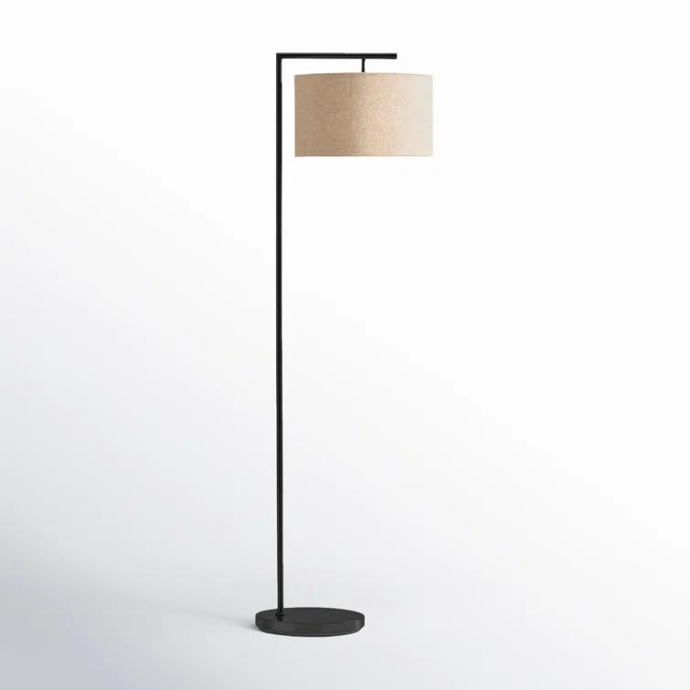 Montage Modern 60 in. Mid-Century Modern LED Floor Lamp with Fabric Drum Shade
