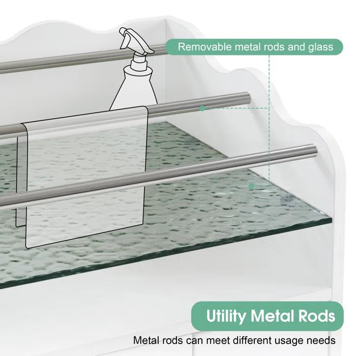 BarberPub Salon Trolley Makeup Organizer with Drawer and Cabinet